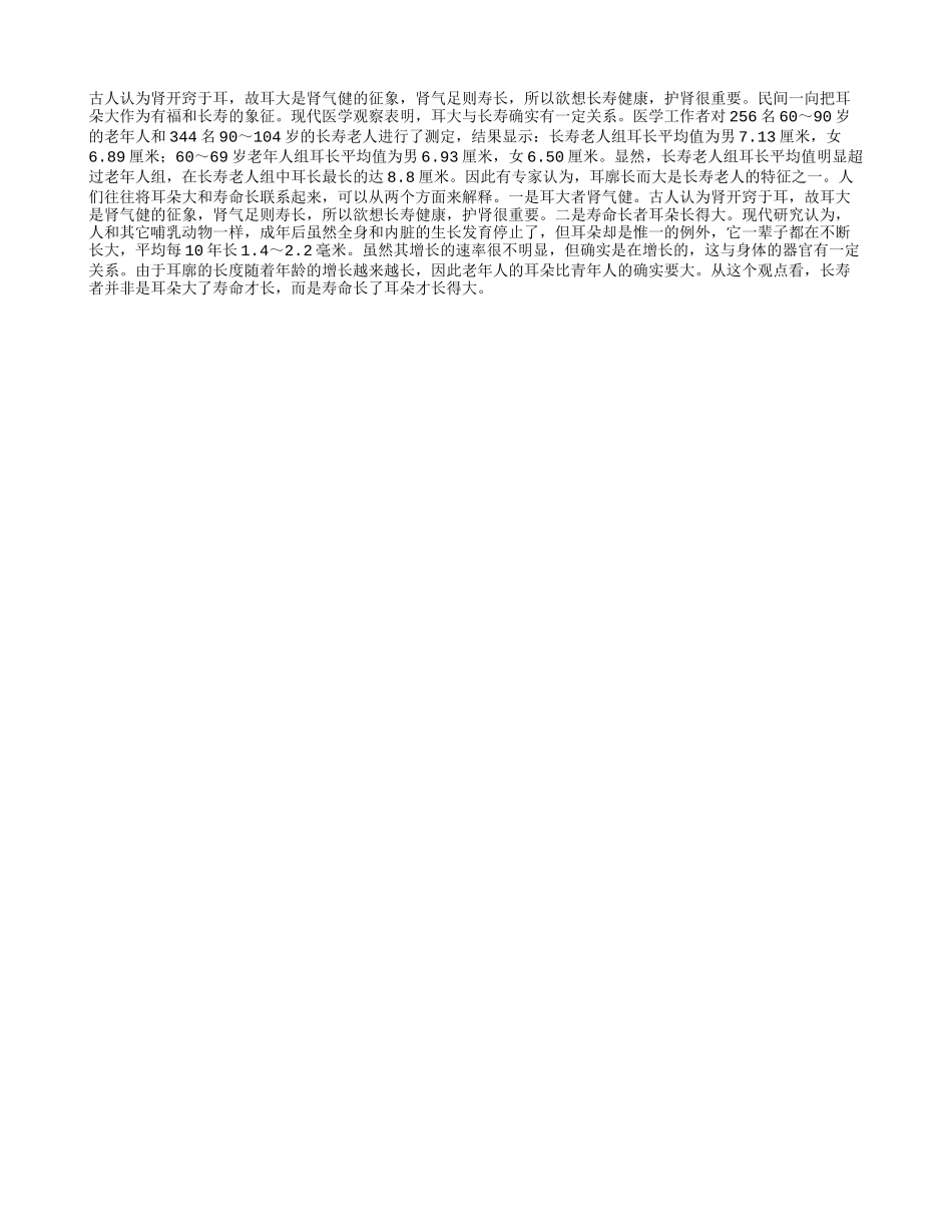 老人耳朵大与长寿确有关系养性_第1页