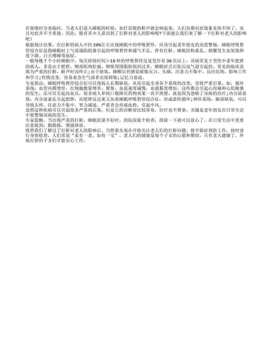 打鼾对老人的影响_第1页