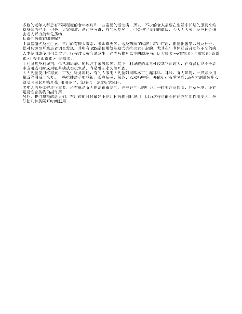 当心三种常见药物会损害老人听力_第1页