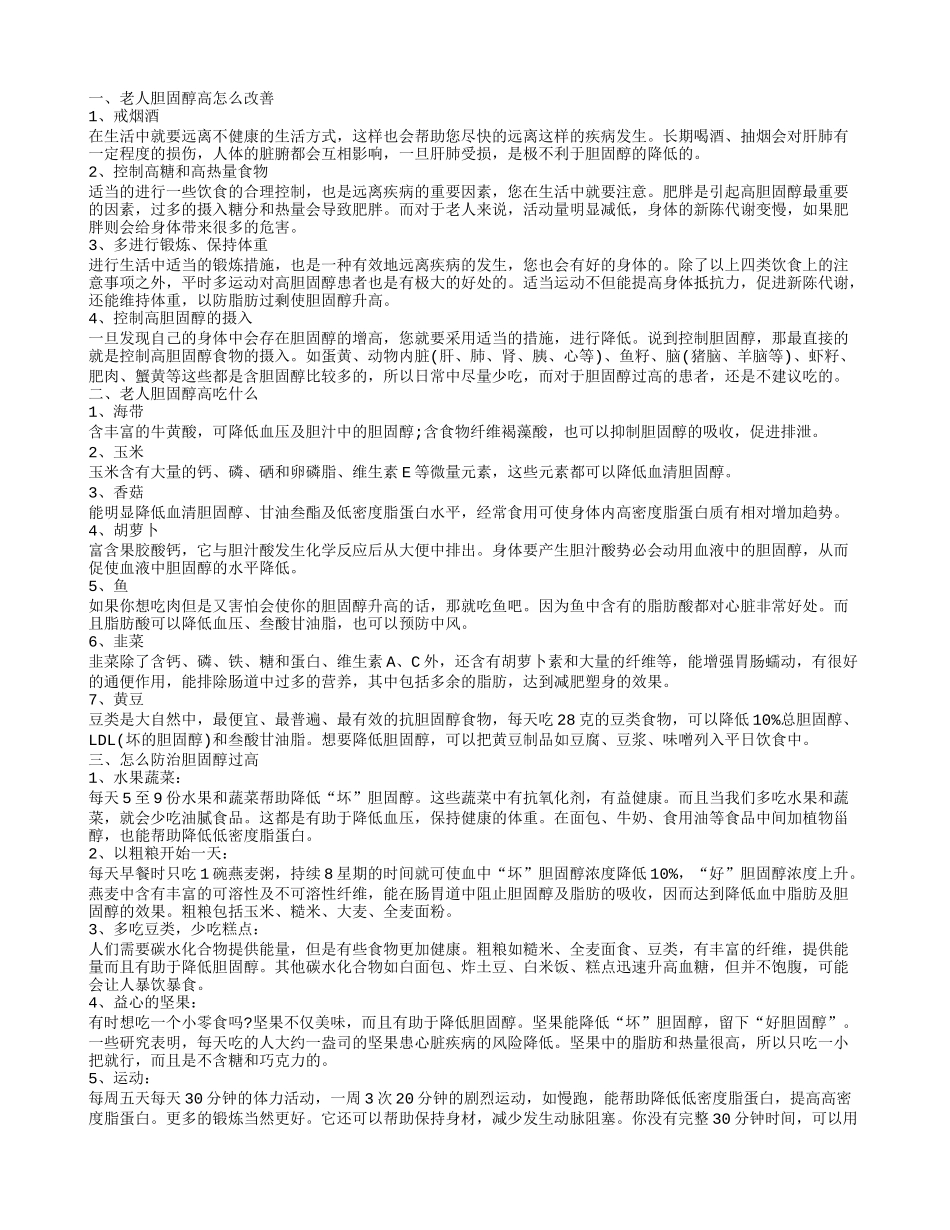 老人降低胆固醇适合吃的几种食物 老人胆固醇高如何降低_第1页