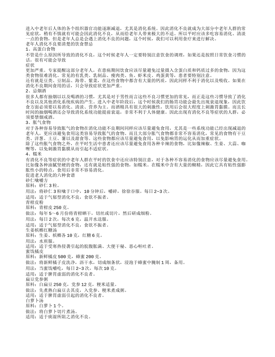消化不良有哪些饮食禁忌？6种食谱助老人消化_第1页