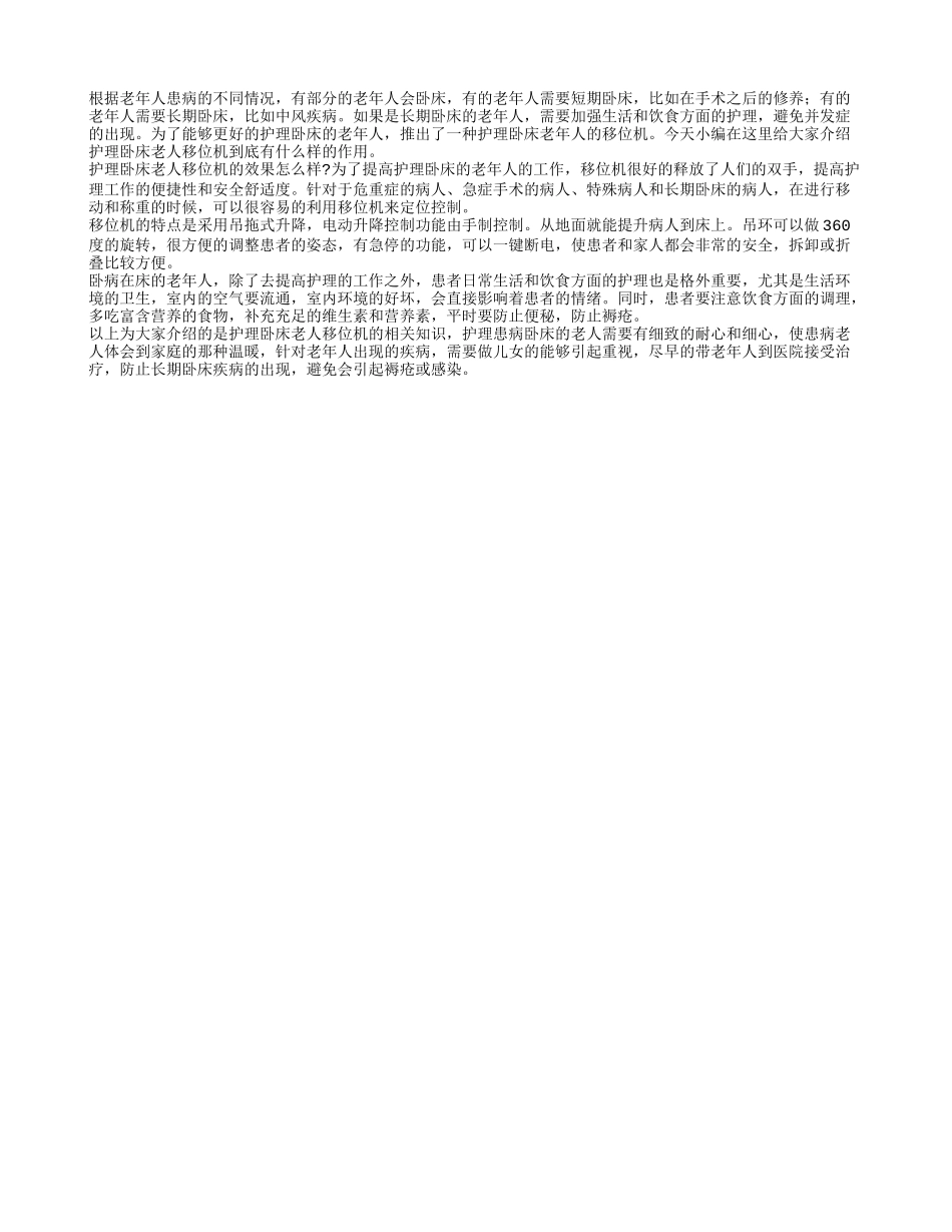 护理卧床老人移位机 长期卧床老人如何护理_第1页