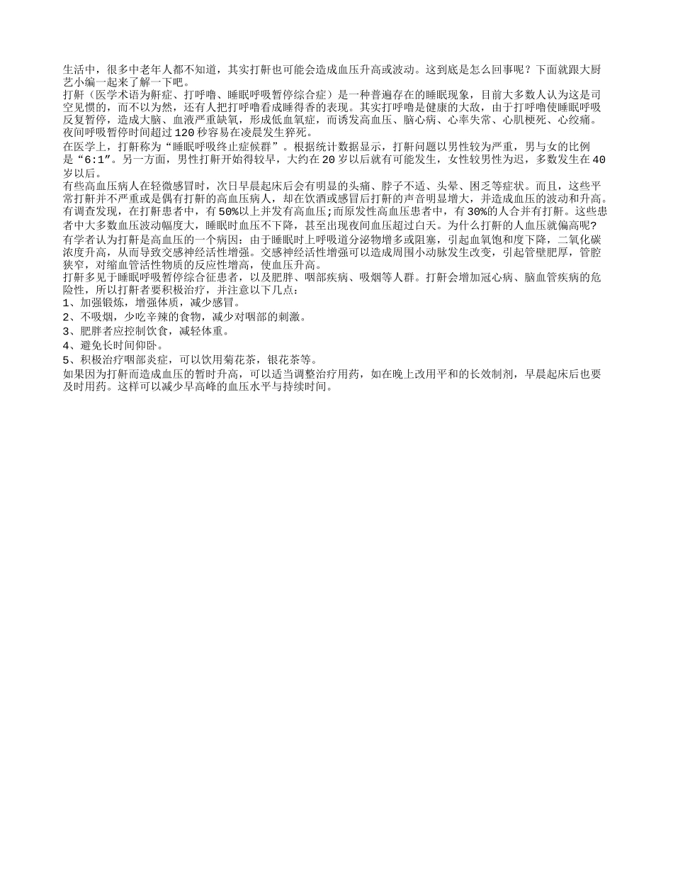 老人打鼾或会导致血压升高四季保健_第1页