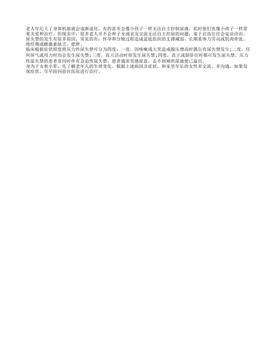 专家提醒老人尿失禁要及早治疗四季保健_第1页