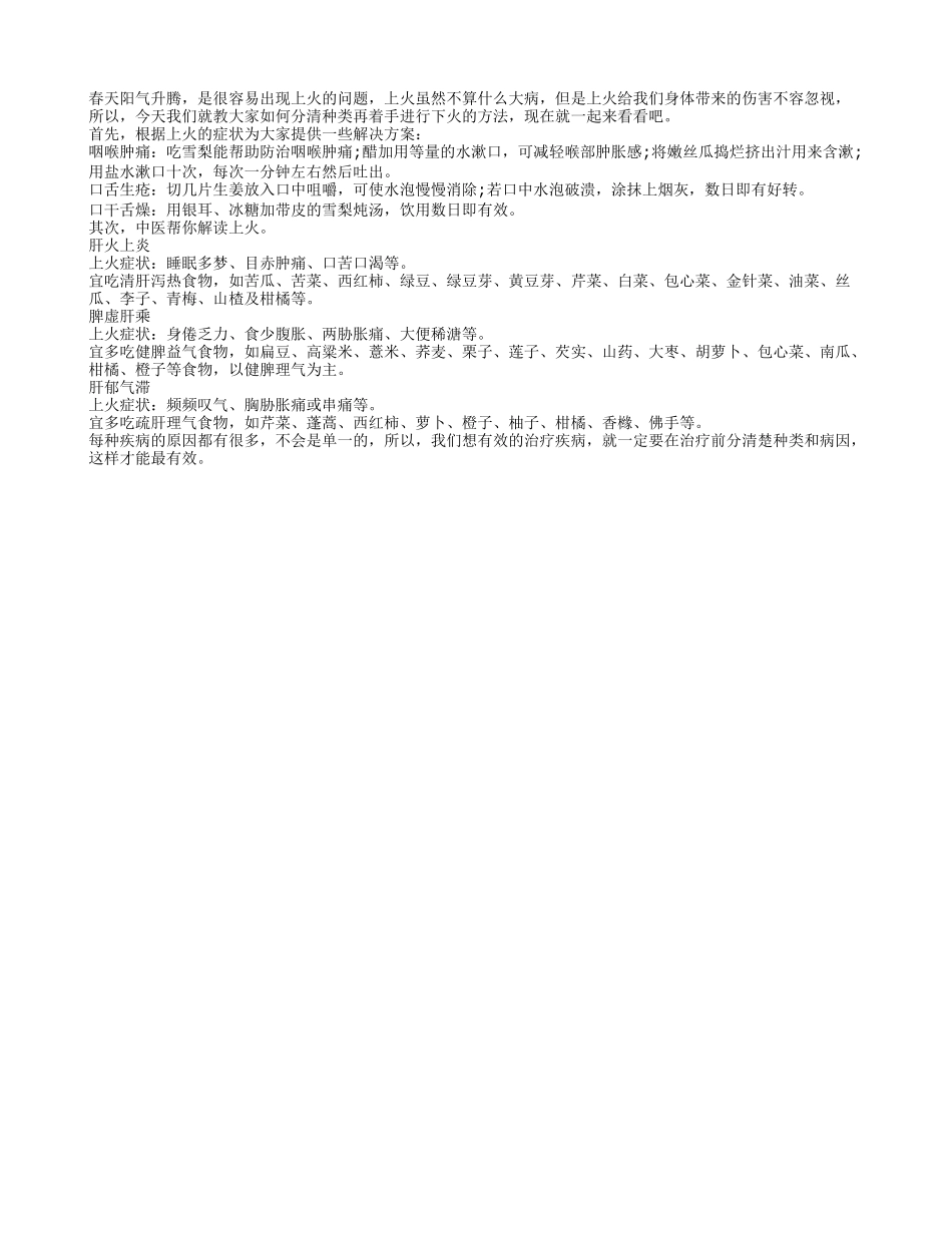 春季老人上火怎么办 中医帮你解读上火春季保健_第1页