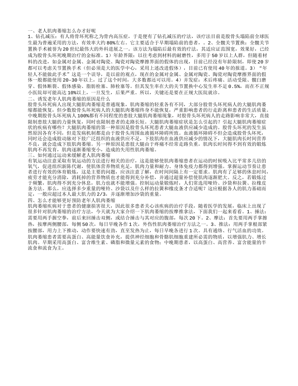 老人出现肌肉萎缩怎么办呢 怎样才能更好的避免老年人出现肌肉萎缩_第1页