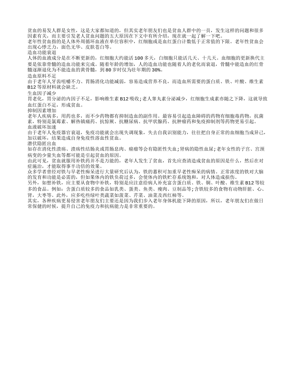 老人易患贫血的六大原因_第1页