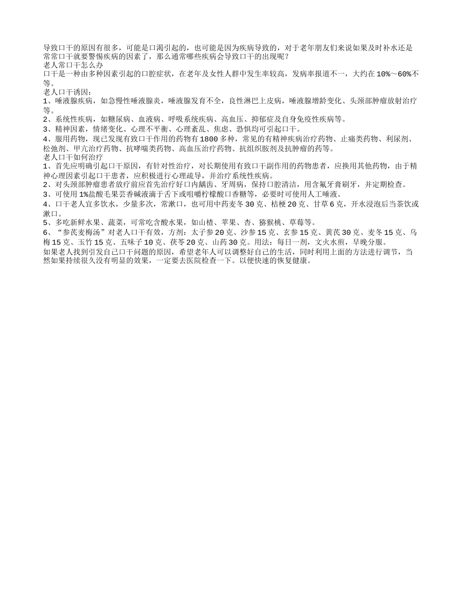 关于老人口干的原因及缓解方法_第1页