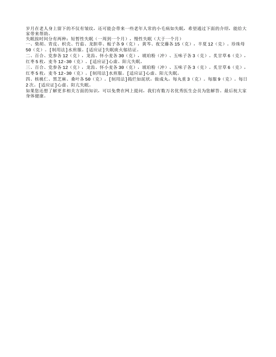 治疗老人失眠四大中药偏方四季保健_第1页