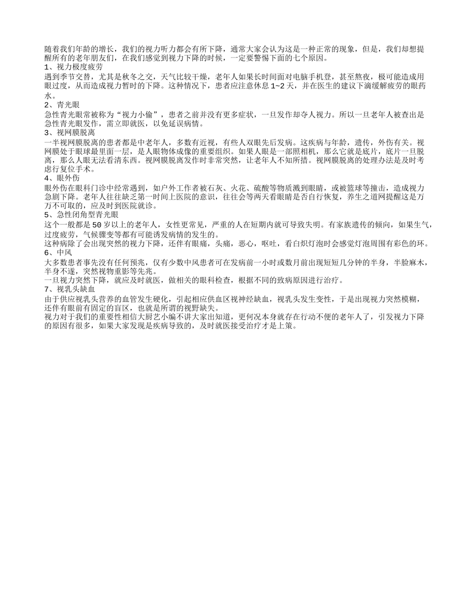 警惕引发老人视力下降的七因素_第1页