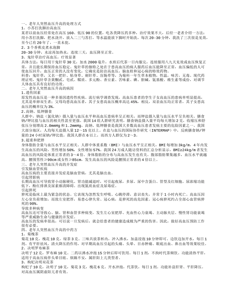 老年人突然血压升高的处理方式老年人突然血压升高的病因_第1页