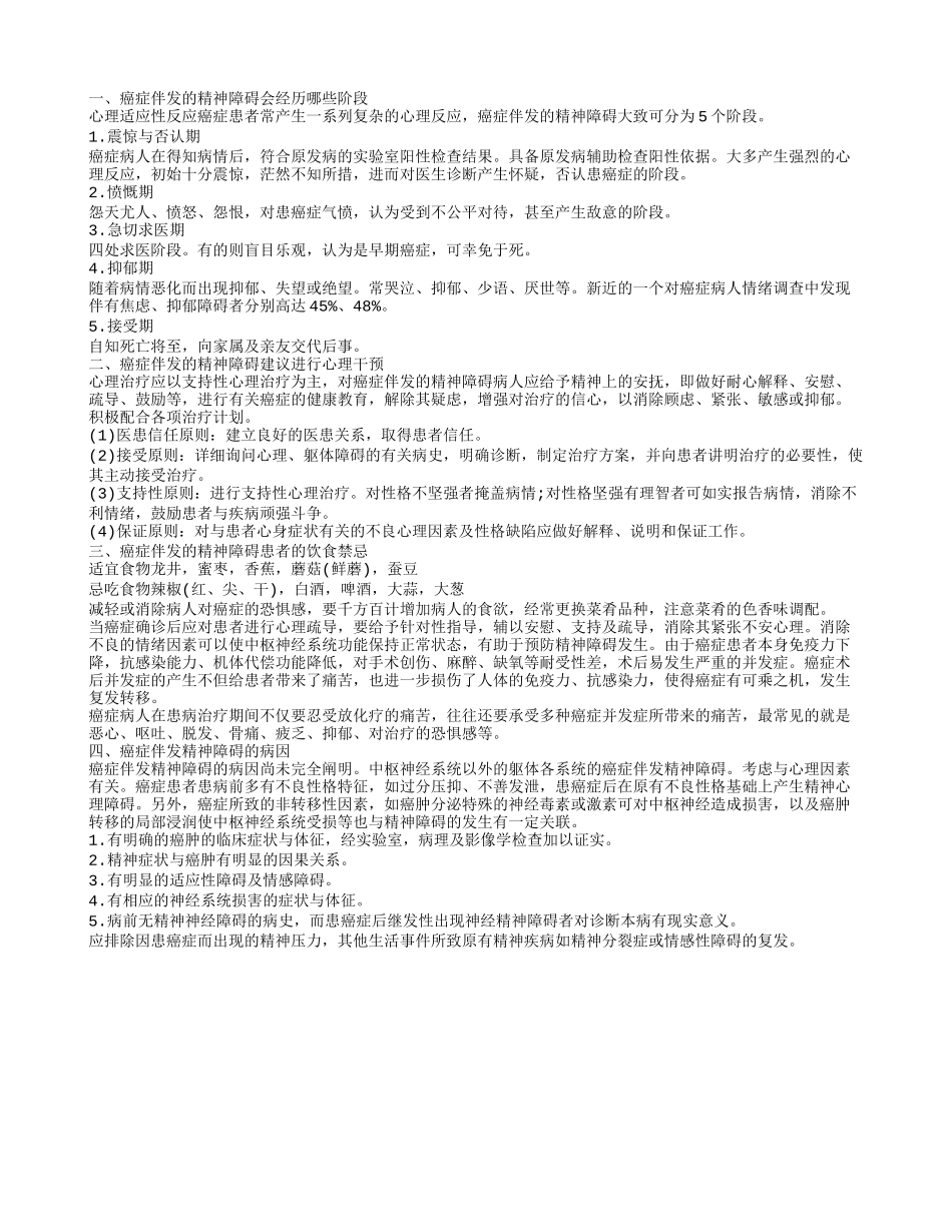 癌症伴发的精神障碍的饮食禁忌 可进行心理干预_第1页
