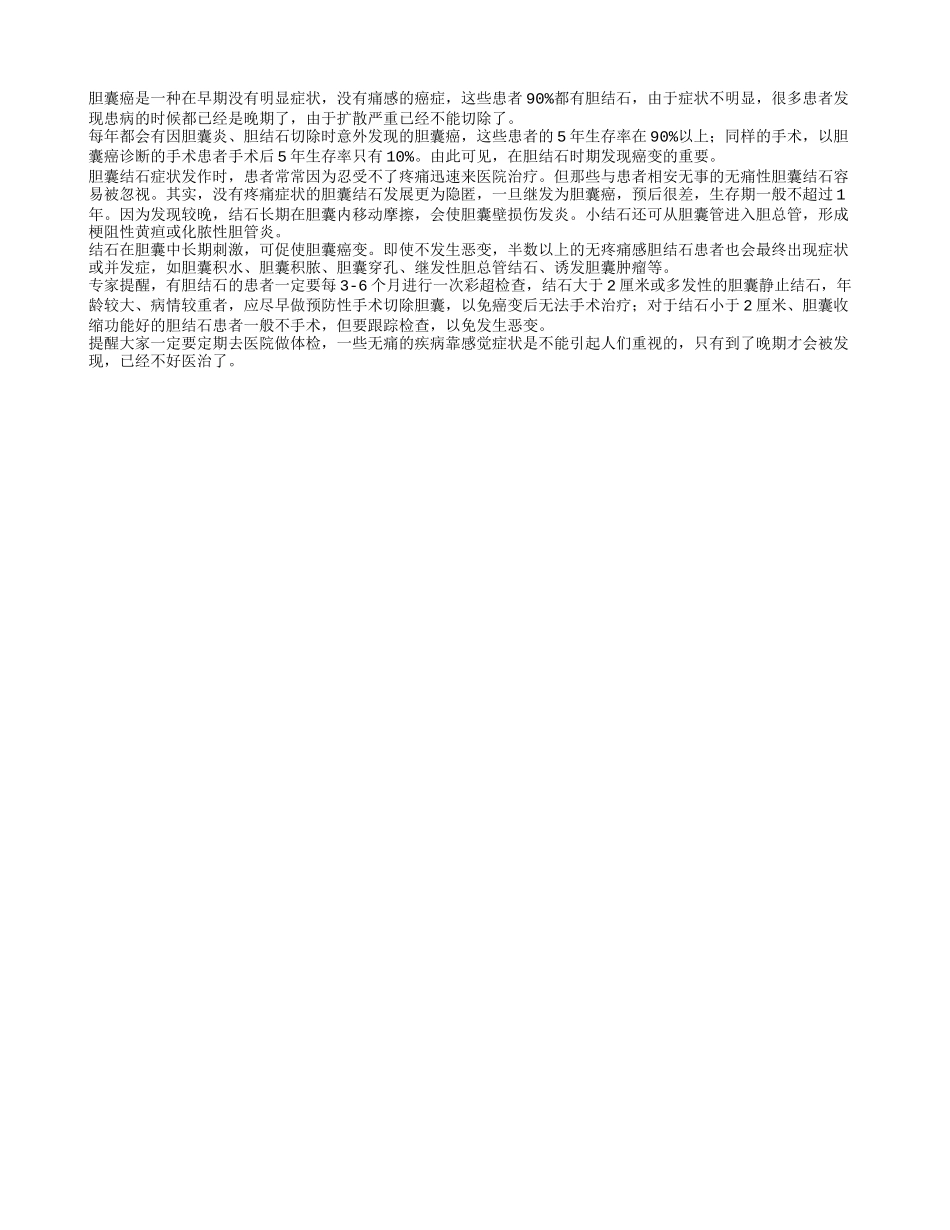 胆结石患者不痛需警惕胆囊癌变_第1页