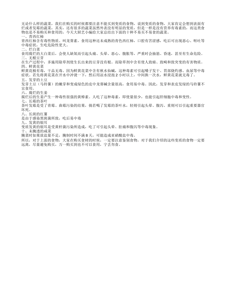 当心：这十种蔬菜不可买不可食_第1页
