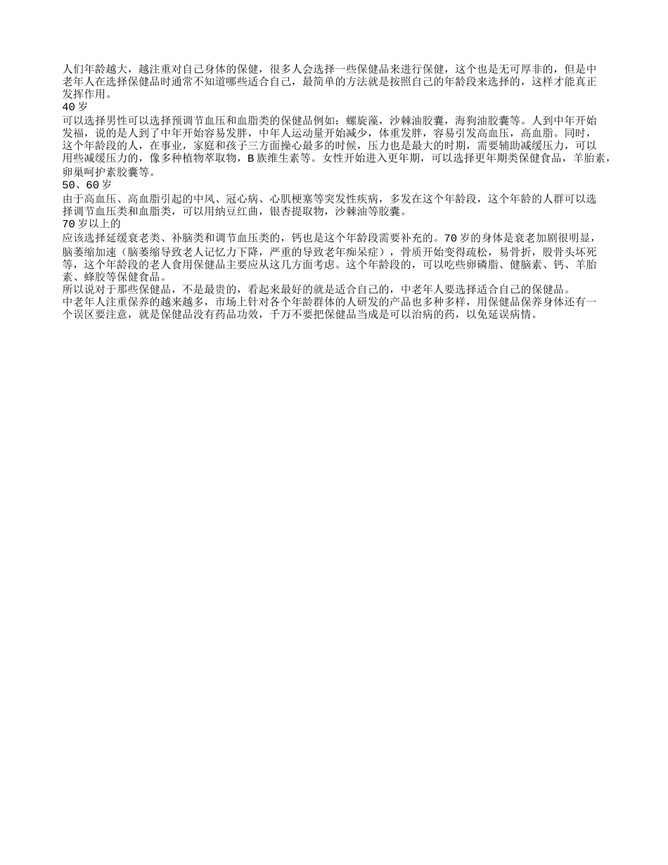 正确选购保健品 中老年人各不同_第1页