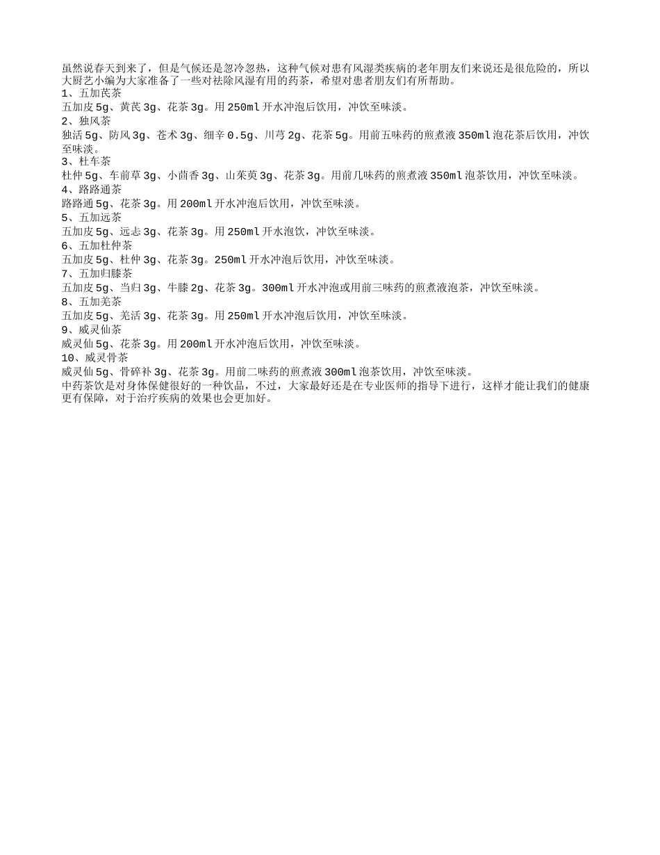 祛除风湿十款药茶就很好_第1页