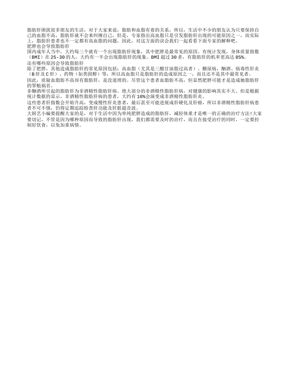 脂肪肝不会盯上血脂不高的人吗_第1页