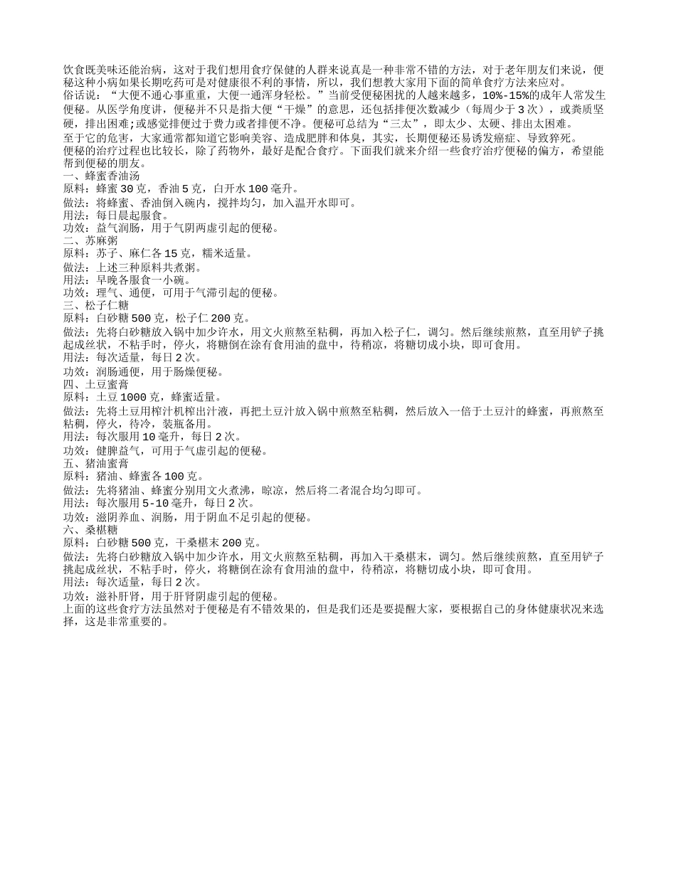 蜂蜜香油汤 摆脱便秘食疗方_第1页