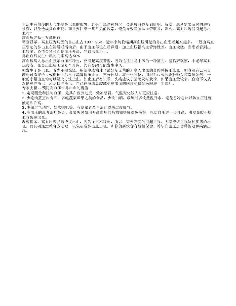 高血压容易引起鼻出血吗？_第1页