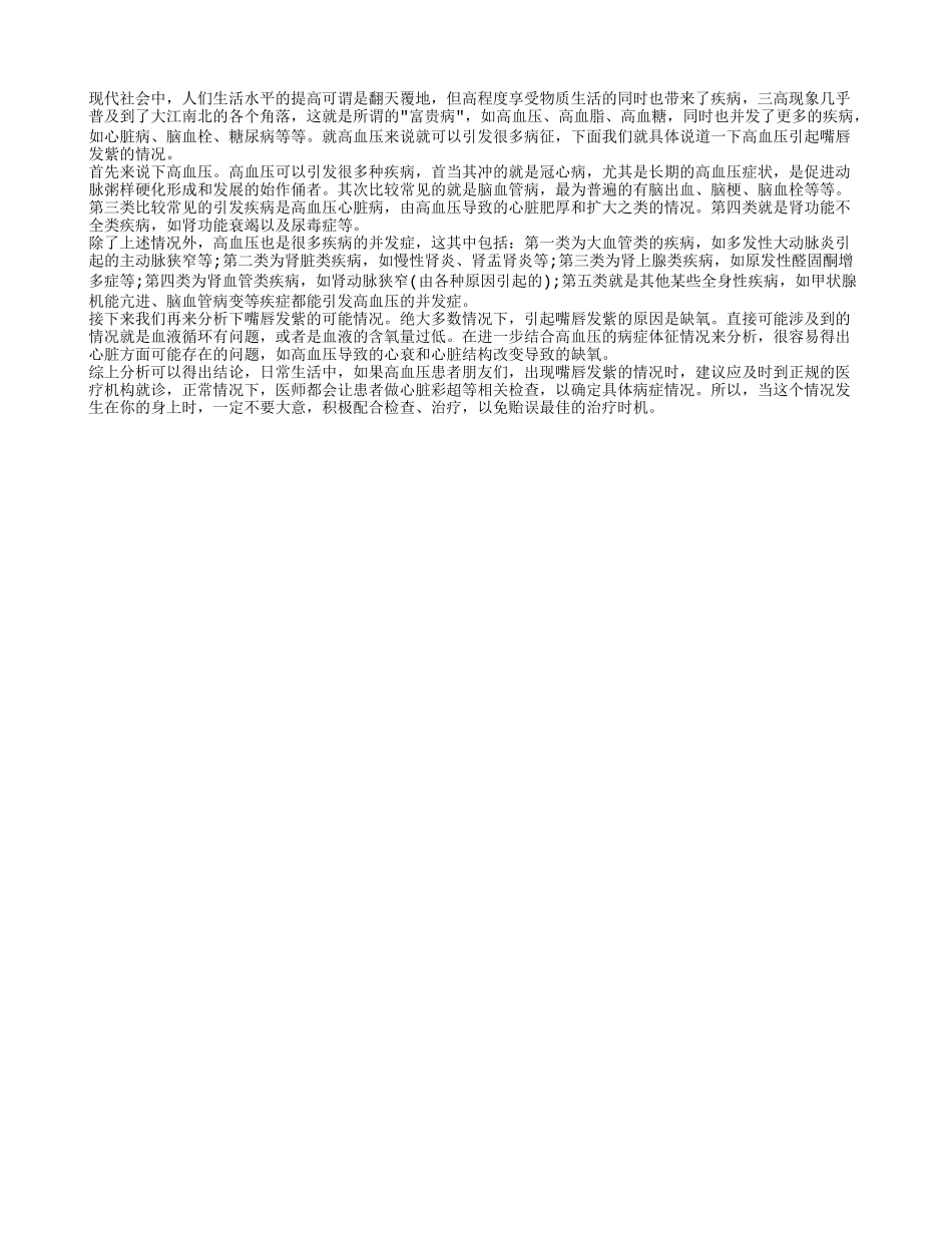 高血压引起嘴唇发紫是何情况 要重视身体发出的信号_第1页