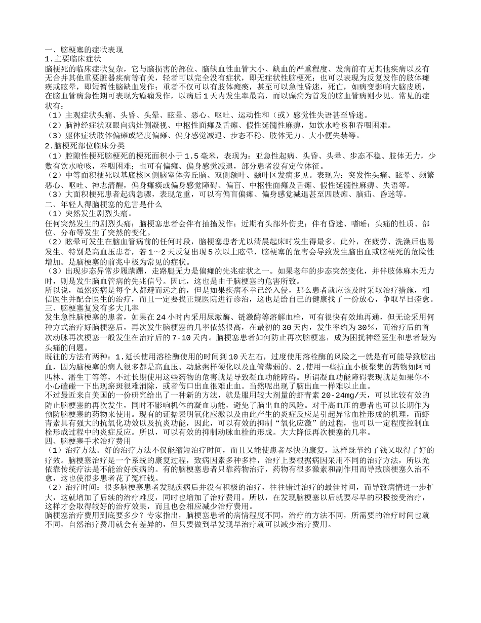 脑梗塞的病状 年轻人得脑梗塞的危害_第1页