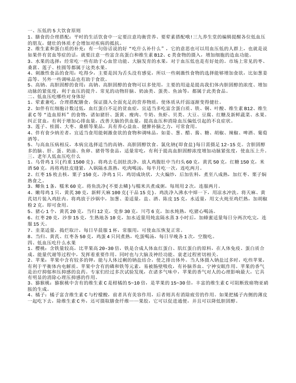 出现低血压怎么办 5大饮食原则要牢记_第1页