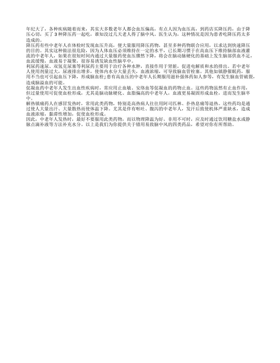 错用易致脑中风的四类药品_第1页