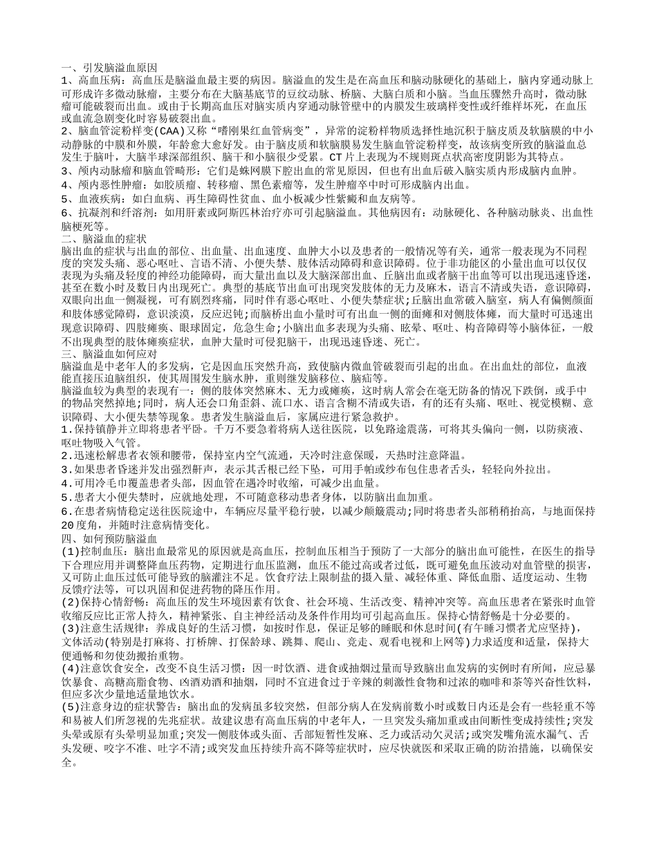 脑充血怎么办,脑溢血的症状_第1页