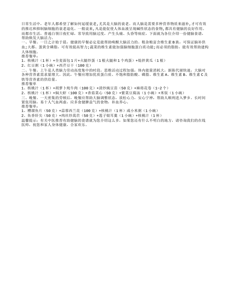 中医推荐有助健脑的食谱_第1页
