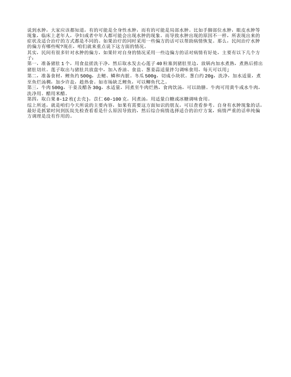 民间治疗水肿的偏方 助于水肿恢复的方法_第1页