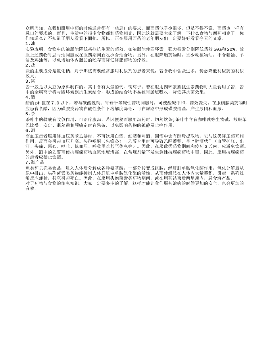 西药与哪些日常食物相克呢_第1页