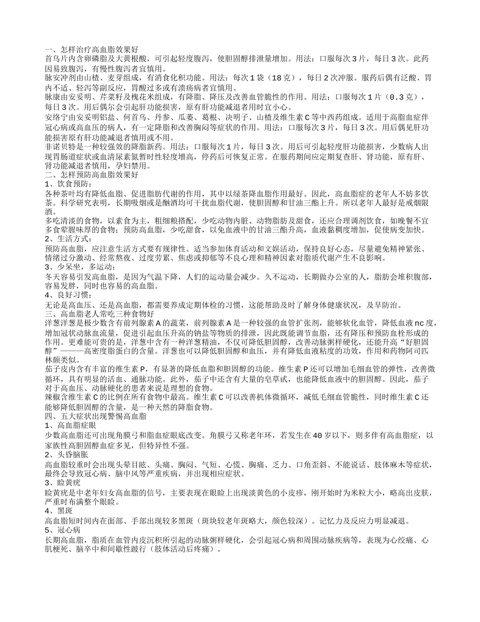 怎样治疗高血脂效果好_第1页