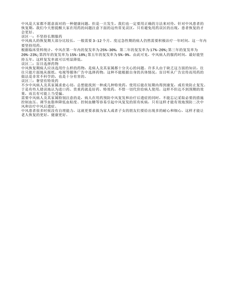 中风恢复期 用药误区有三个_第1页