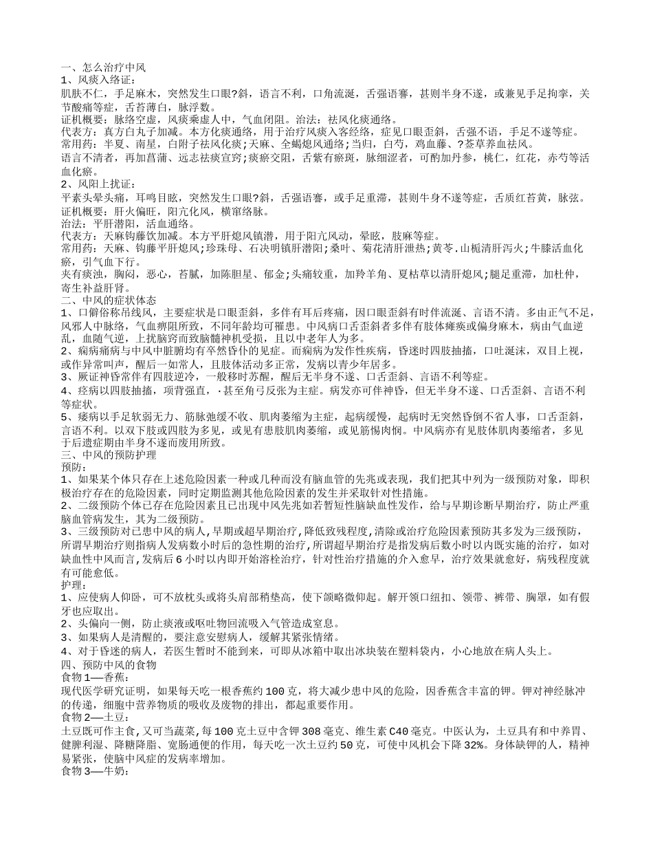 中风能完全治愈吗 中风症状有哪些_第1页