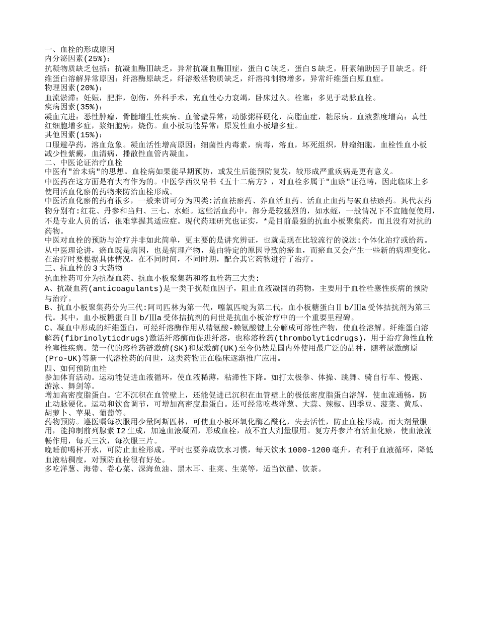 导致血栓的原因 如何防治血栓_第1页