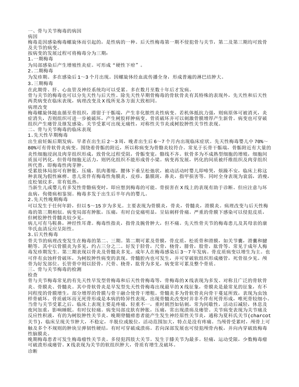 了解骨与关节梅毒的发病原因介绍骨与关节梅毒的临床表现_第1页
