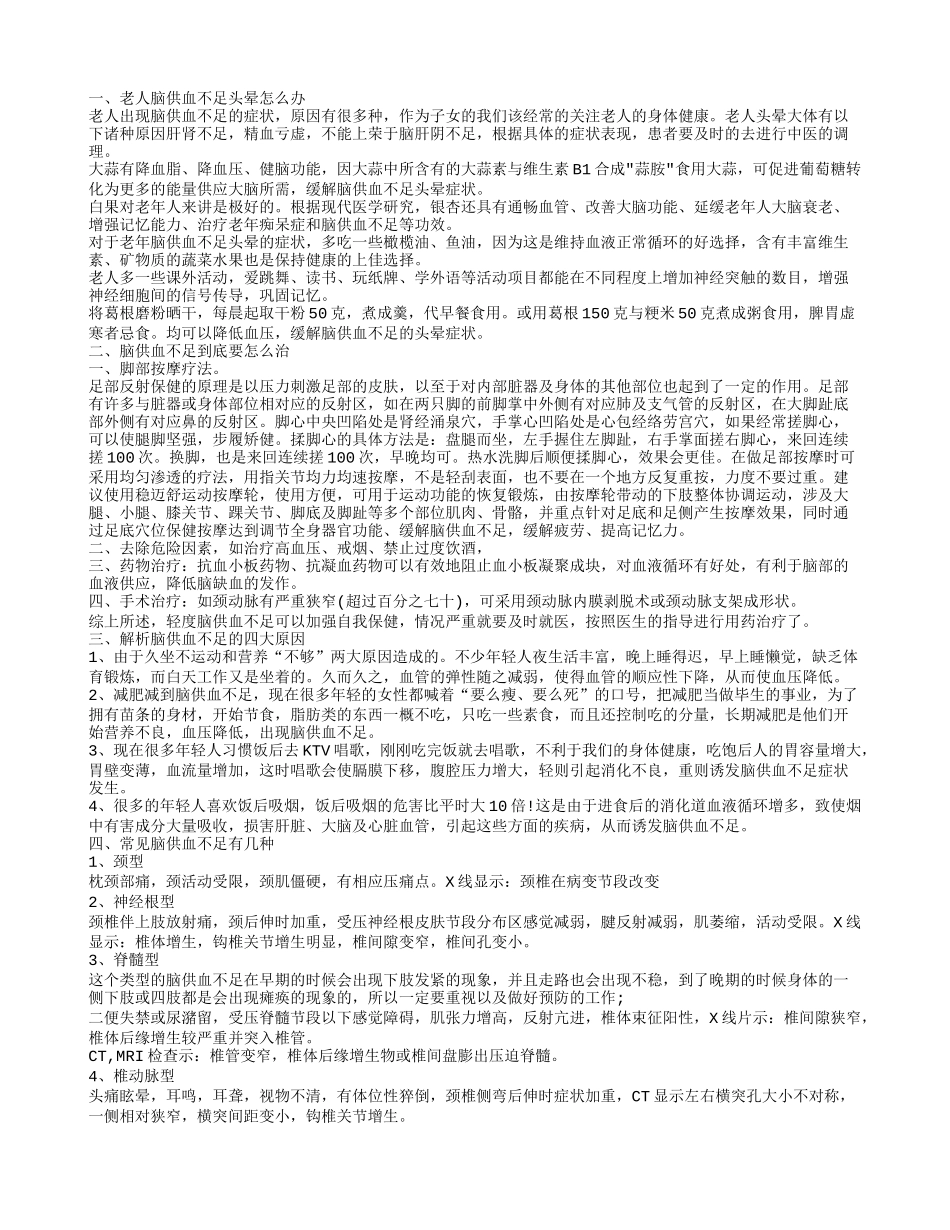 脑供血不足头晕咋办 怎么治疗脑供血不足_第1页