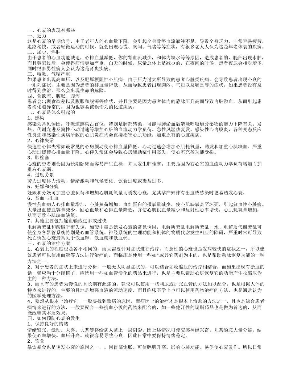 心衰的表现 心衰常见的表现症状有这些_第1页