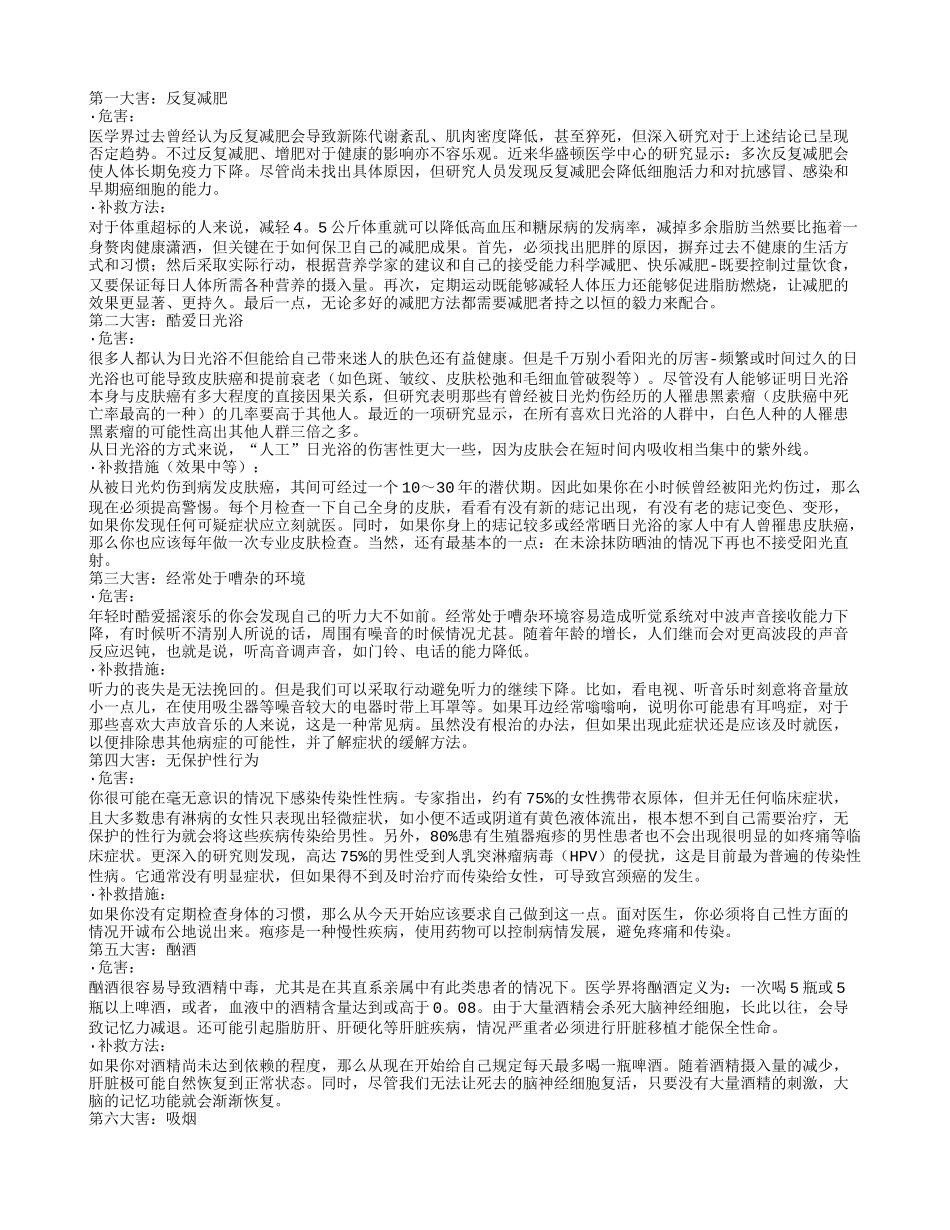 这六大毛病会大大损害健康养性_第1页