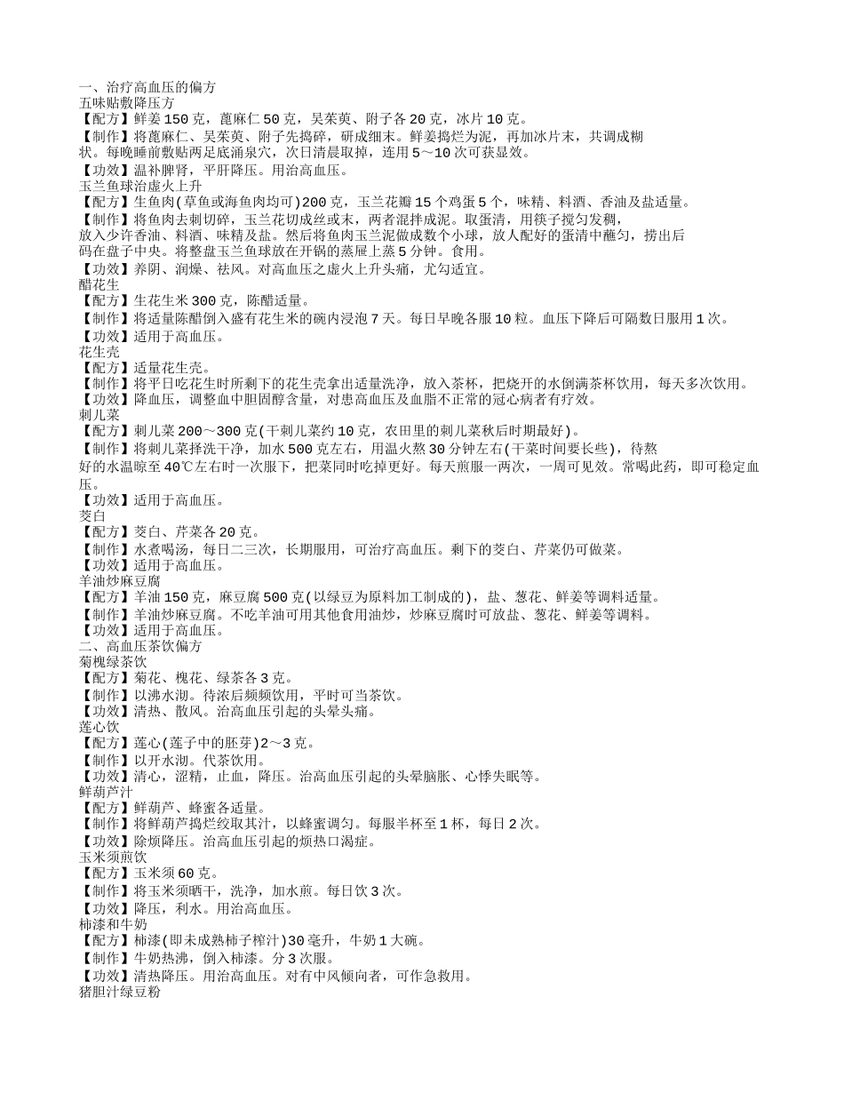 治疗高血压的偏方,高血压茶饮偏方_第1页