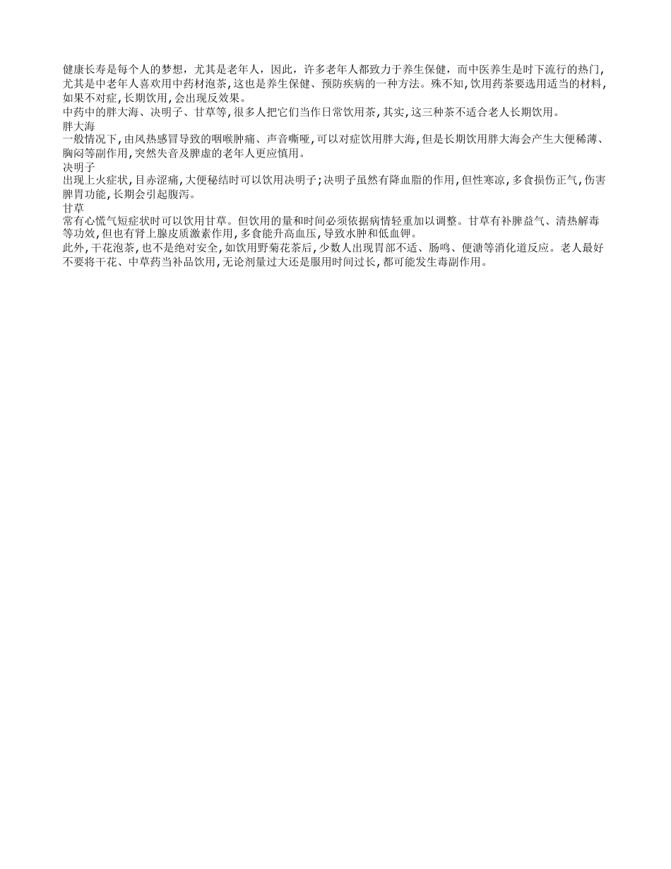中医养生 三种药茶不宜长饮_第1页