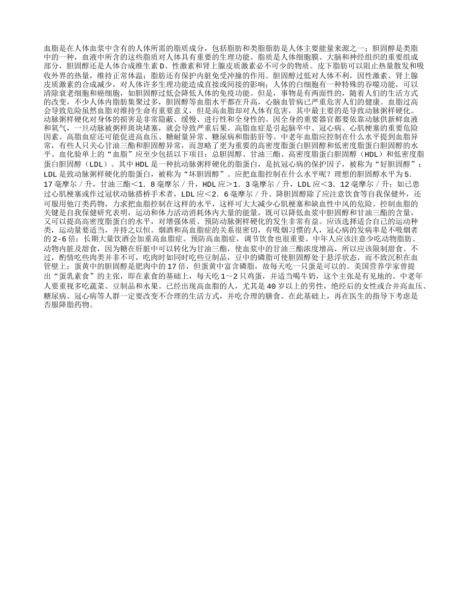 合理控制血脂 可以延年益寿养性_第1页