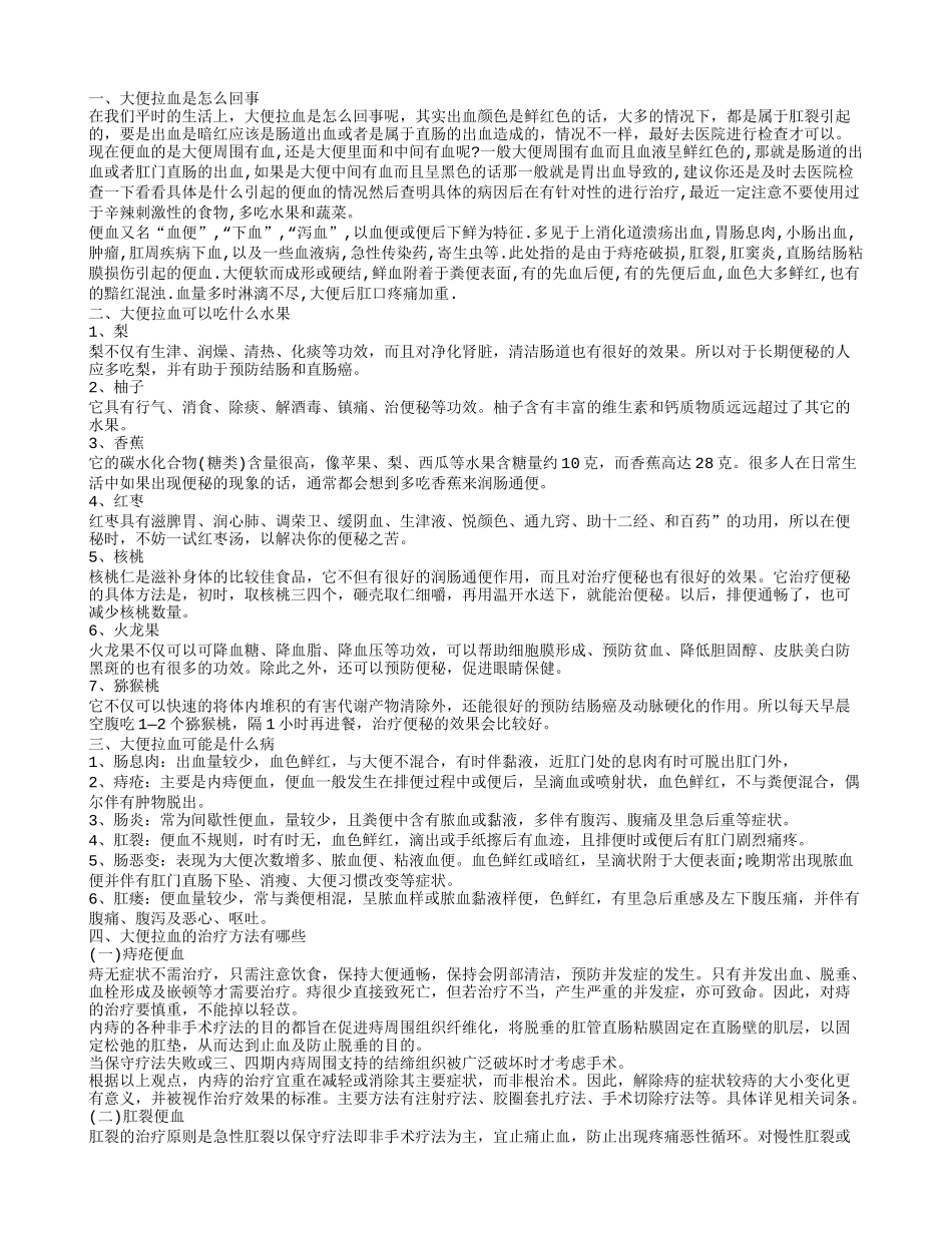 大便拉血是怎么回事,大便拉血可以吃什么水果_第1页