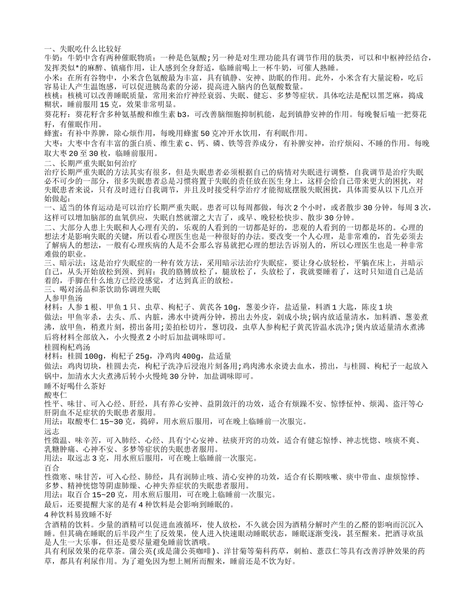 经常失眠吃什么可以调理 中医如何治疗失眠_第1页