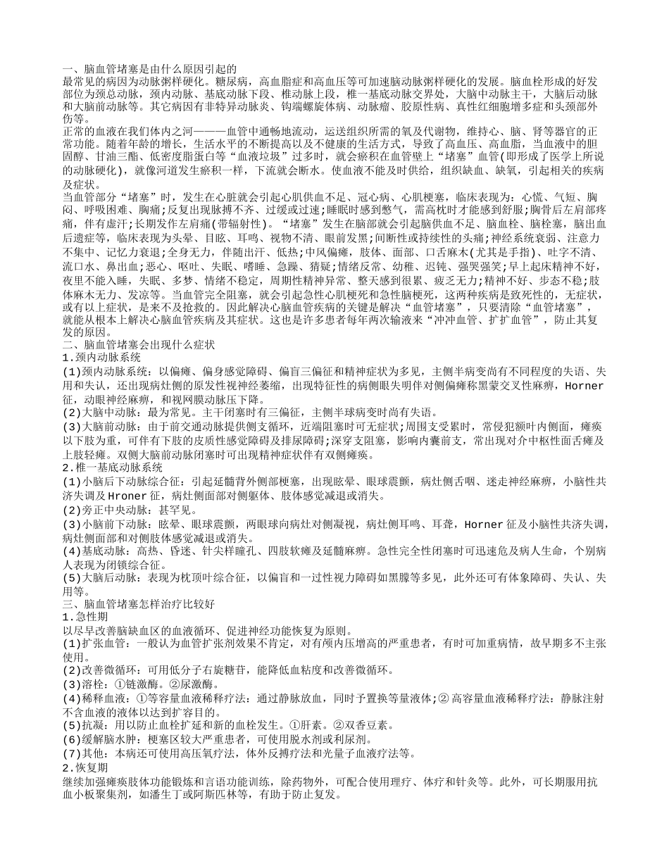 右脑血管堵塞怎么治疗好得快 脑血管堵塞的病因是什么_第1页
