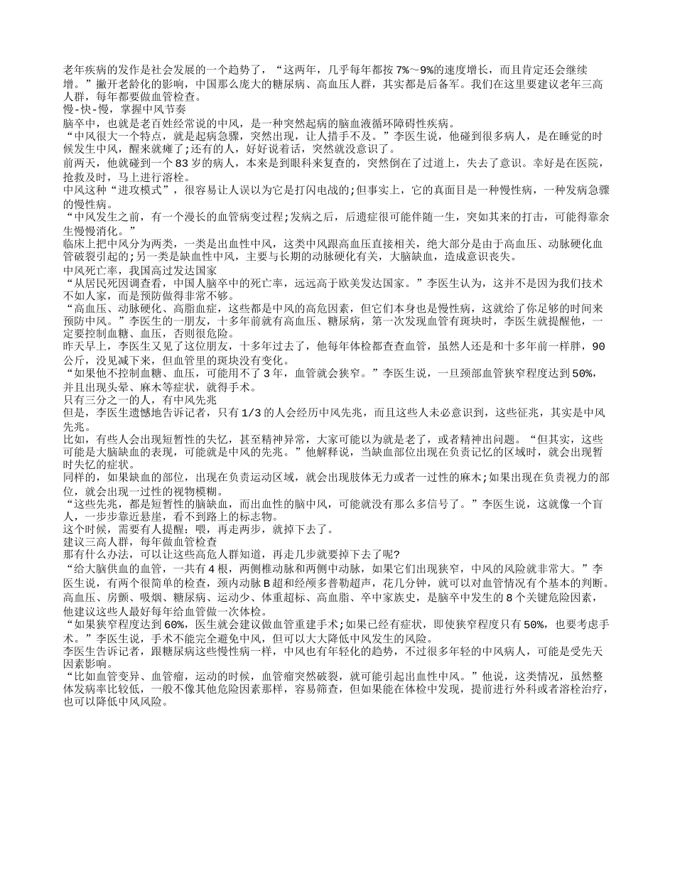 建议老年三高人群 每年做血管检查四季保健_第1页
