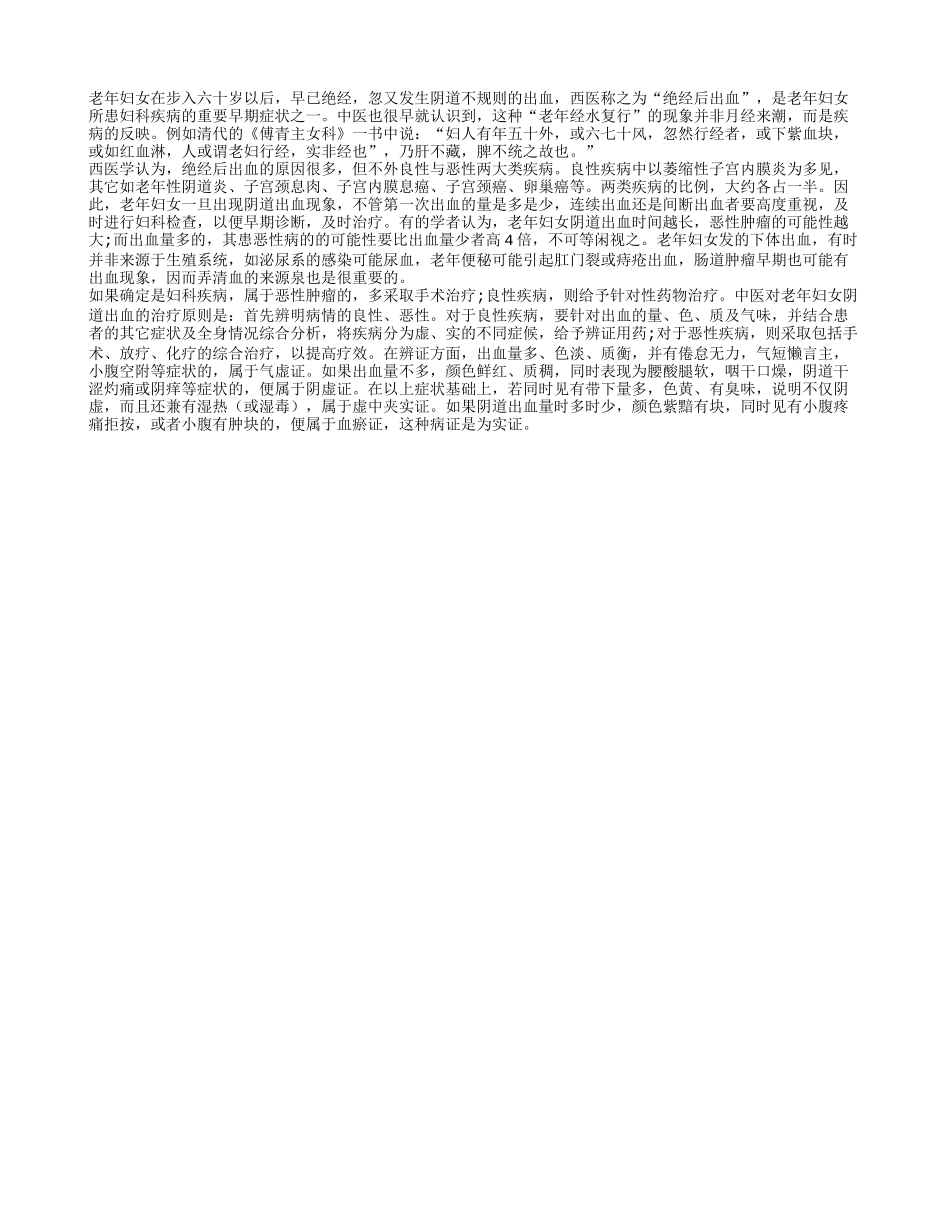 老年妇女阴道出血应该怎么办四季保健_第1页