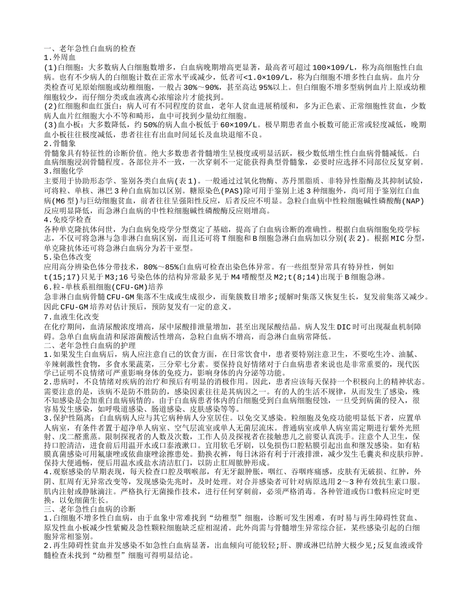 老年急性白血病如何护理 老年急性白血病有哪些病因_第1页