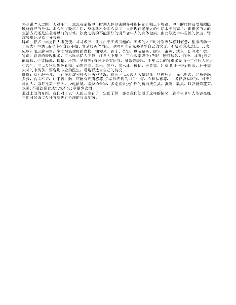 老年男人如何防脾虚肾虚肝虚_第1页