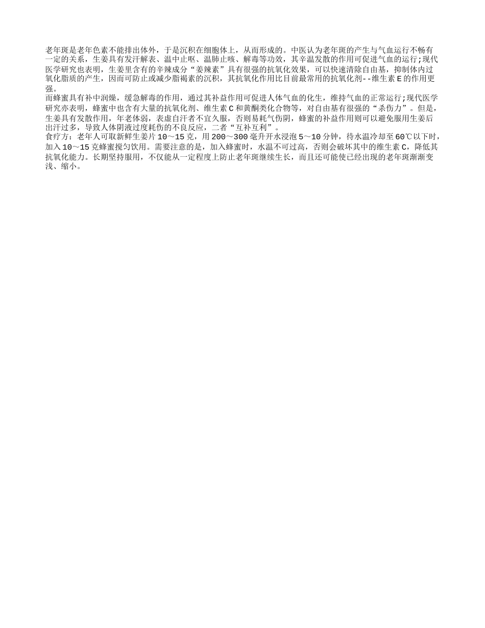 去除老年斑妙方蜂蜜配生姜四季保健_第1页